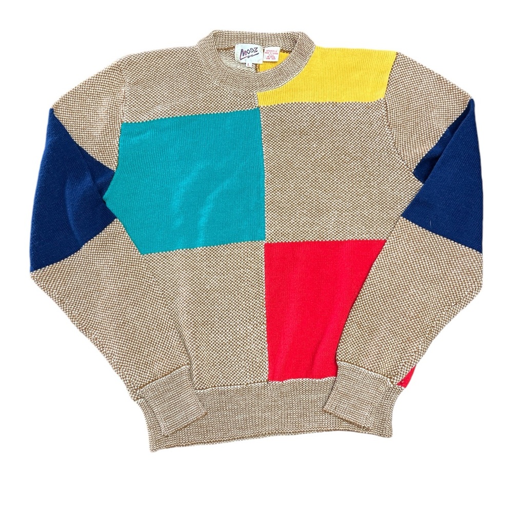 Vintage-MODZ COLOR BLOCK PATCHWORK SWEATER
